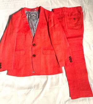 Appaman Fine Tailoring Boys Red Linen 2-Piece Suit Set Size 8